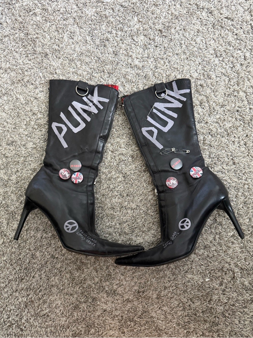 Le Silla Black 'PUNK' Mid-Calf Stiletto Heeled Boots
